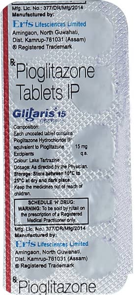 Glitaris 15Mg Strip Of 10 Tablets