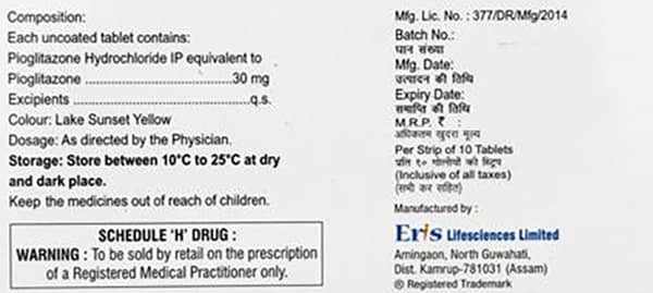 Glitaris 30Mg Strip Of 10 Tablets