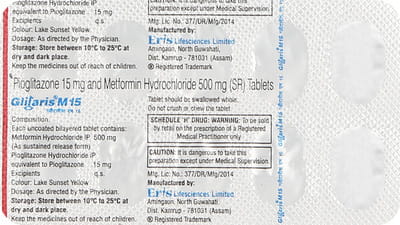 Glitaris M 15mg Strip Of 10 Tablets