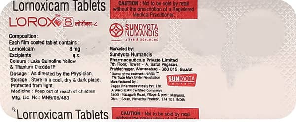 Lorox 8mg Strip Of 10 Tablets