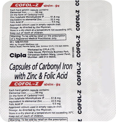 Cofol Z Strip Of 15 Capsules