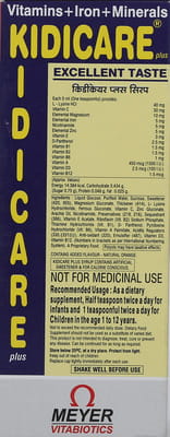 Kidicare Plus Orange Flavour Bottle Of 200ml Syrup