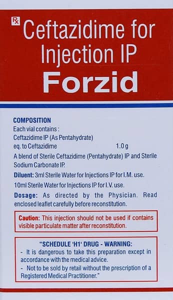 Forzid 1Gm Dry Vial Of 1 Powder For Injection