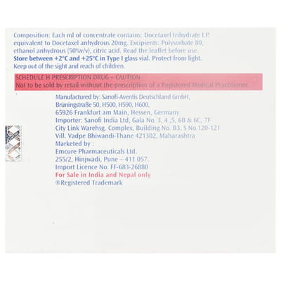 Taxotere 80mg Vial Of 4ml Solution For Infusion