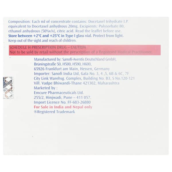 Taxotere 80mg Vial Of 4ml Solution For Infusion