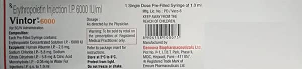 Vintor 6000iu Pre Filled Syringe Of 1ml Solution For Injection