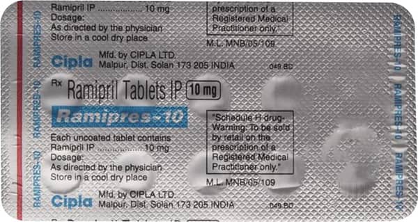 Ramipres 10mg Strip Of 10 Tablets