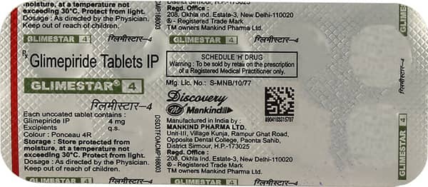 Glimestar 4mg Strip Of 10 Tablets