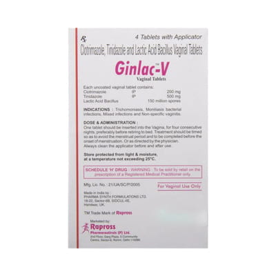 Ginlac V Strip Of 4 Vaginal Tablets