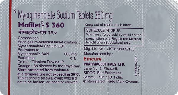 मोफिलेट एस 360एमजी की स्ट्रिप 10 टैबलेट्स