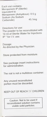Meromac 0.5gm Dry Vial Of 1 Powder For Injection