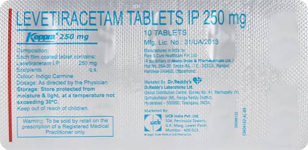 Keppra 250mg Strip Of 10 Tablets