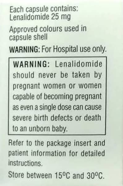 Lenalid 25mg Bottle Of 30 Capsules