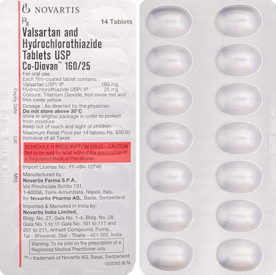 Co Diovan 160mg/25mg Strip Of 14 Tablets