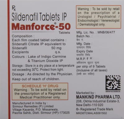 Manforce 50mg Strip Of 9 Tablets