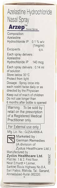 Arzep 0.1% Bottle Of 10ml Nasal Spray