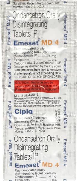 Emeset Md 4mg Strip Of 10 Tablets