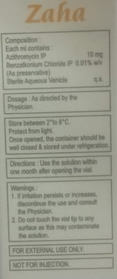 Zaha Bottle Of 3ml Eye Drops