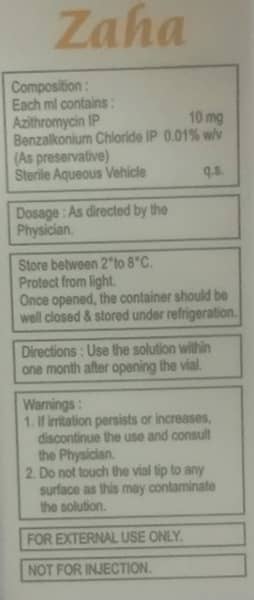 Zaha Bottle Of 3ml Eye Drops