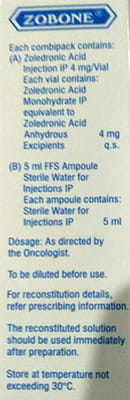 Zobone 4mg Dry Vial Of 1 Powder For Injection