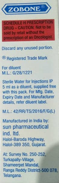 Zobone 4Mg Dry Vial Of 1 Powder For Injection