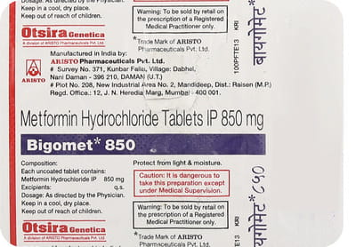 Bigomet 850mg Strip Of 10 Tablets