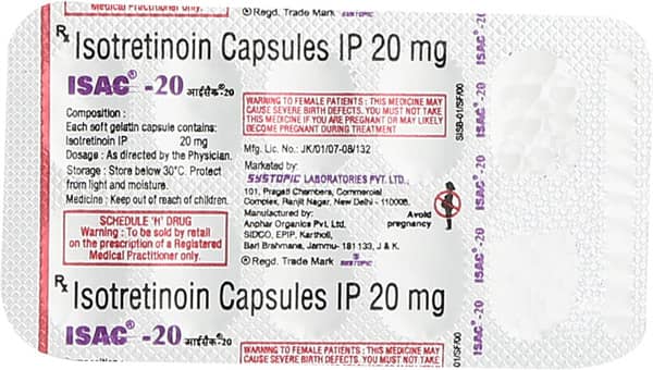 Isac 20Mg Strip Of 10 Capsules