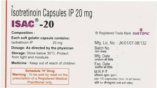 Isac 20Mg Strip Of 10 Capsules