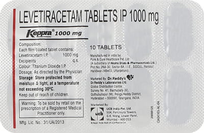 Keppra 1gm Strip Of 10 Tablets