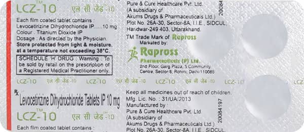 Lcz 10mg Strip Of 10 Tablets