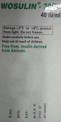 Wosulin 30/70 40iu Vial Of 10ml Injection
