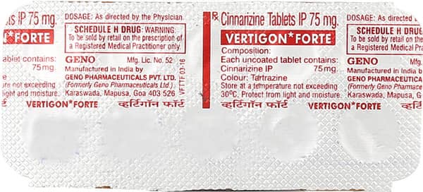 Vertigon Forte 75mg Strip Of 10 Tablets