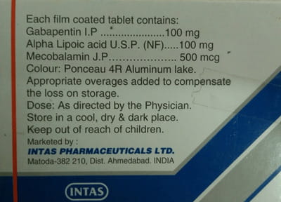 Gabapin Plus 100mg Strip Of 10 Tablets
