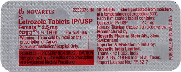 Femara 2.5mg Strip Of 10 Tablets