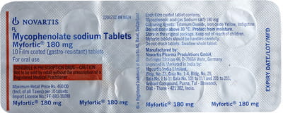 Myfortic 180mg Strip Of 10 Tablets