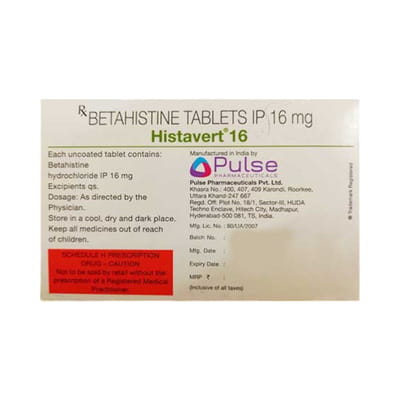 Histavert 16mg Strip Of 15 Tablets
