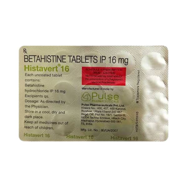 Histavert 16mg Strip Of 15 Tablets