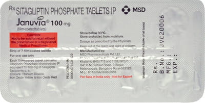 Januvia 100mg Strip Of 7 Tablets
