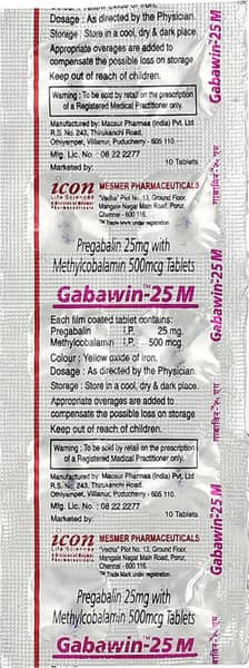 Gabawin M 25mg Strip Of 10 Tablets