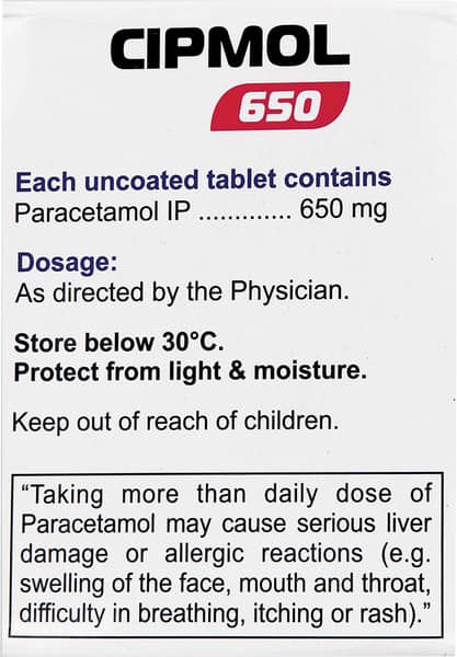 Cipmol 650Mg Strip Of 10 Tablets