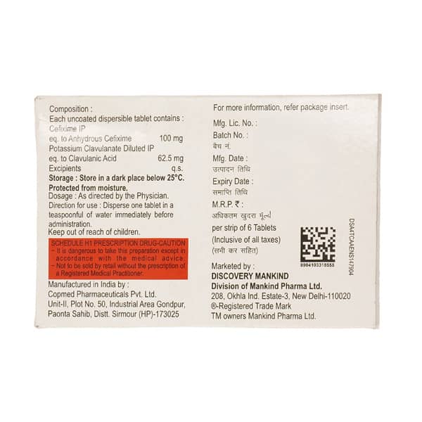 Mahacef Cv 100mg Strip Of 6 Tablets