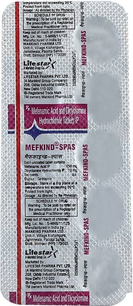 Mefkind Spas Strip Of 10 Tablets