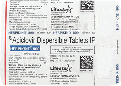 Herpikind 800mg Strip Of 10 Tablets
