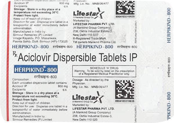 Herpikind 800Mg Strip Of 10 Tablets