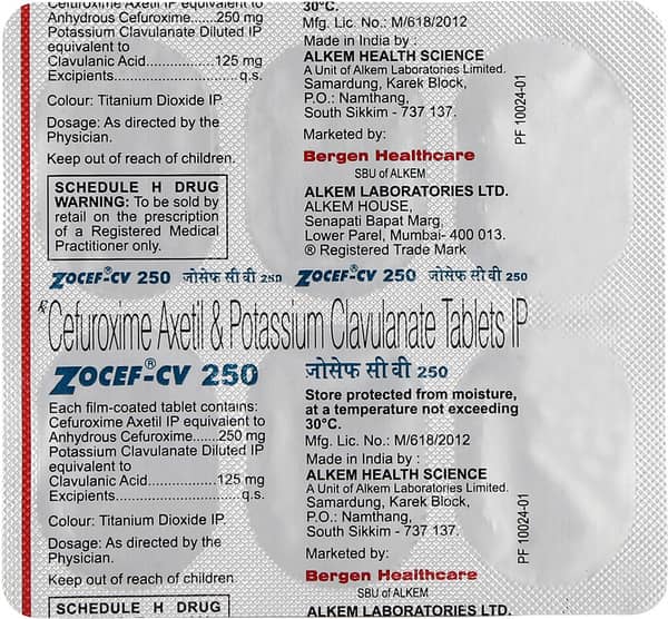 Zocef Cv 250mg Strip Of 6 Tablets