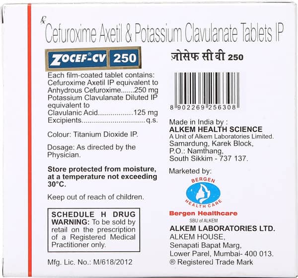 Zocef Cv 250mg Strip Of 6 Tablets