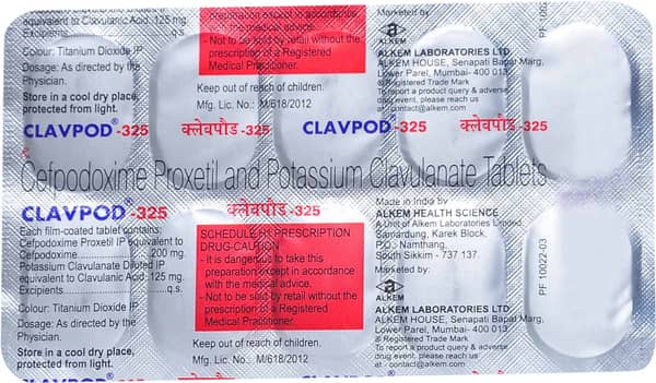 Clavpod 325mg Strip Of 10 Tablets