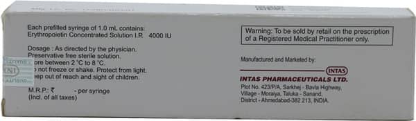 Epofit 4000iu Pre Filled Syringe Of 1ml Solution For Injection