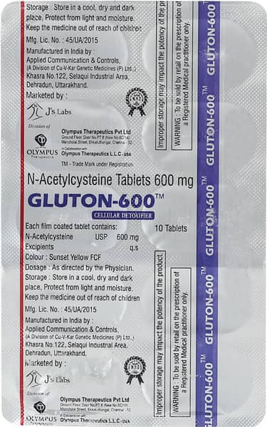 ग्लुटोन 600एमजी की स्ट्रिप 10 टैबलेट्स