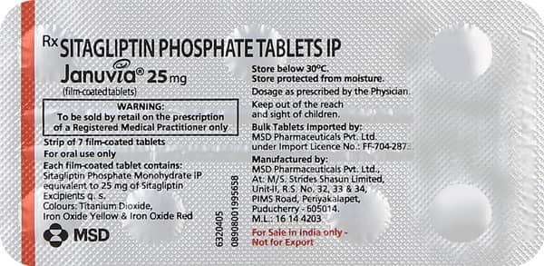 Januvia 25mg Strip Of 7 Tablets